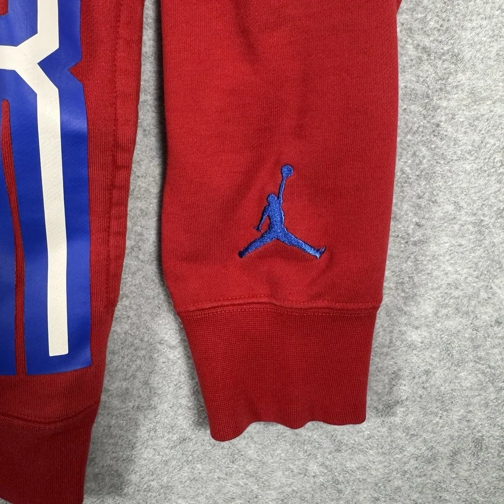 Jordan Jumpman Hoodie 2XL Red JOR DAN Spellout Pullover Basketball Sweatshirt